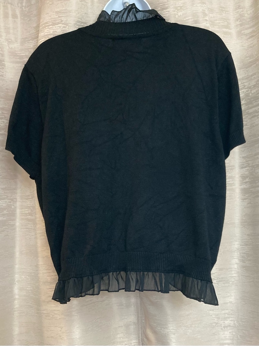 Say What? Black Ruffled Open-Front Women's Sweater 2X - Picture 2 of 7